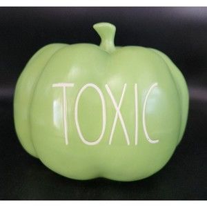 Rae Dunn  "TOXIC" Green Halloween Pumpkin Decoration  8 In Tall
